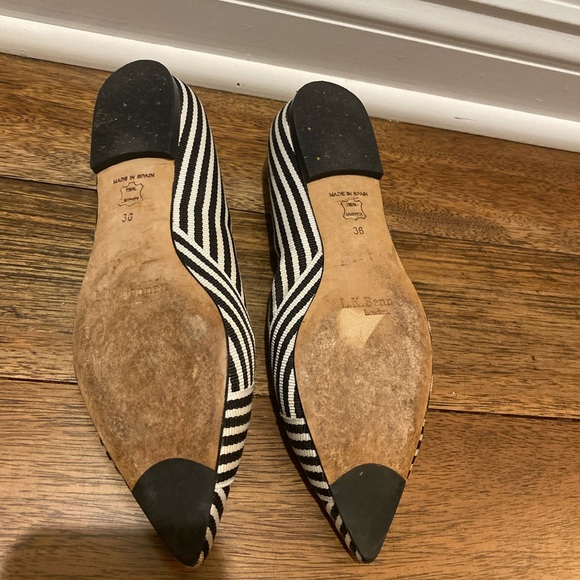 L.K. Bennett London Savannah Black Stripe Flats sz 36/6 - Picture 6 of 6